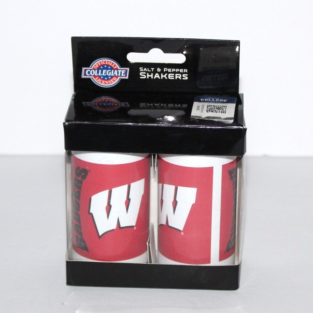 Wisconsin Badgers Salt & Pepper shaker set Siskiyou glass College NCAA